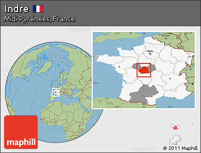Savanna Style Location Map of Indre, highlighted country, highlighted parent region