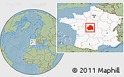 Savanna Style Location Map of Indre, highlighted country, hill shading