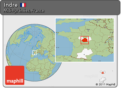 Savanna Style Location Map of Indre, highlighted parent region
