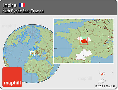 Savanna Style Location Map of Indre, highlighted parent region