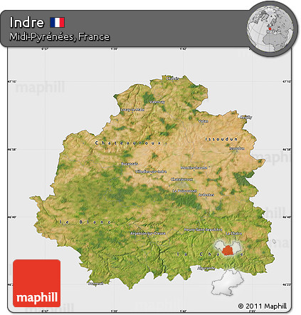 Satellite Map of Indre, single color outside
