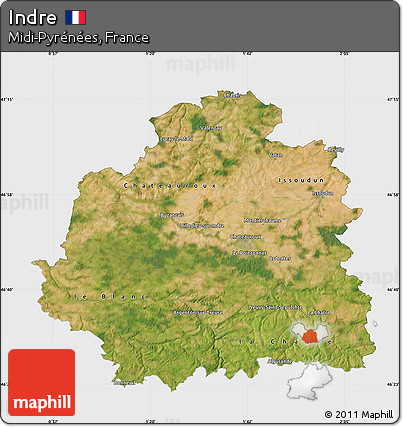 Satellite Map of Indre, single color outside