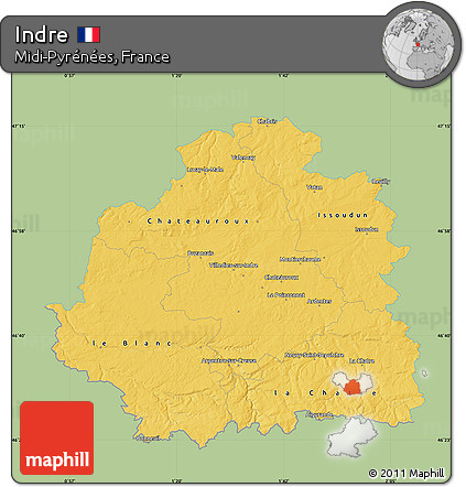 Savanna Style Map of Indre, single color outside