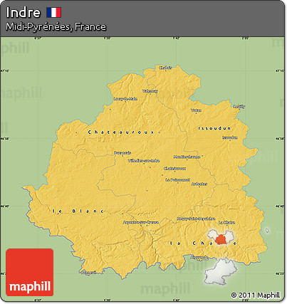 Savanna Style Map of Indre, single color outside