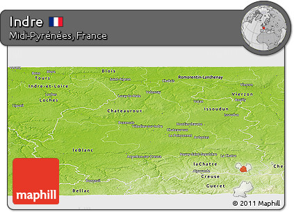 Physical Panoramic Map of Indre
