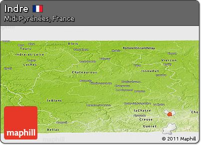 Physical Panoramic Map of Indre