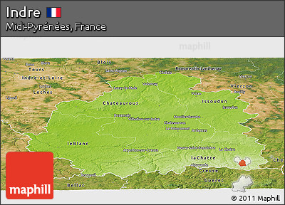 Physical Panoramic Map of Indre, satellite outside