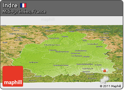 Physical Panoramic Map of Indre, satellite outside