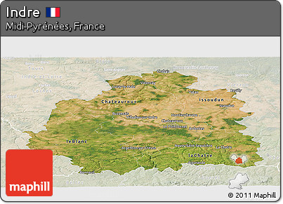 Satellite Panoramic Map of Indre, lighten
