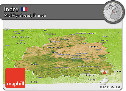 Satellite Panoramic Map of Indre, physical outside