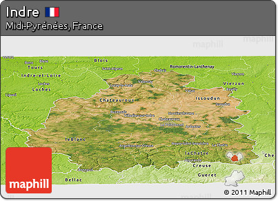 Satellite Panoramic Map of Indre, physical outside