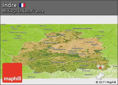Satellite Panoramic Map of Indre, physical outside