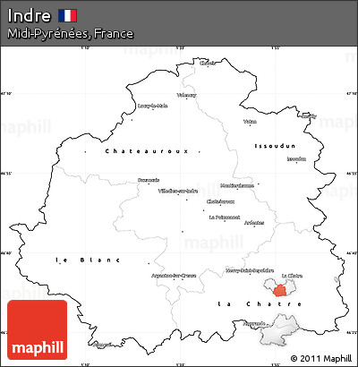 Blank Simple Map of Indre, cropped outside