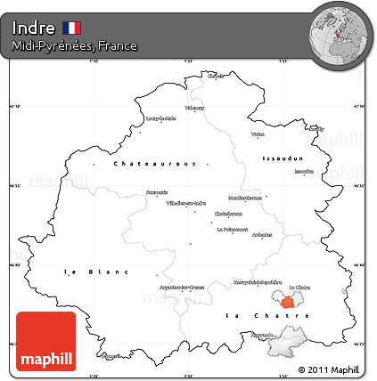 Blank Simple Map of Indre, cropped outside