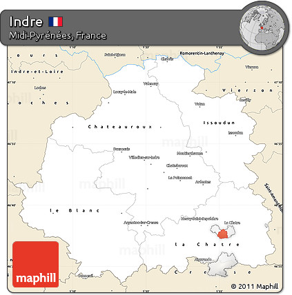 Classic Style Simple Map of Indre