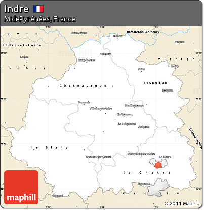 Classic Style Simple Map of Indre
