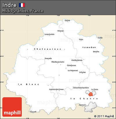 Classic Style Simple Map of Indre, single color outside
