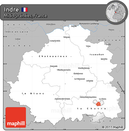 Gray Simple Map of Indre