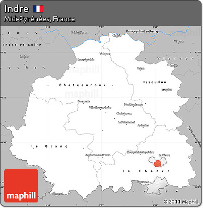Gray Simple Map of Indre