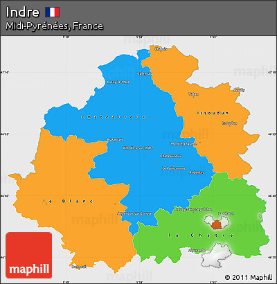 Political Simple Map of Indre, single color outside