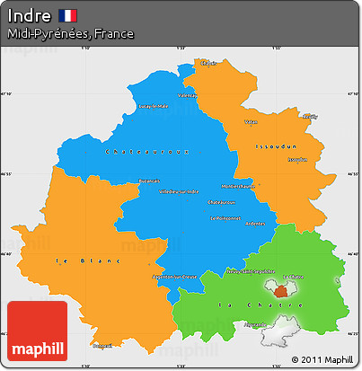 Political Simple Map of Indre, single color outside