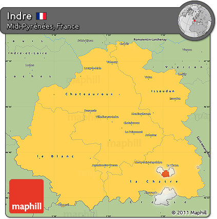 Savanna Style Simple Map of Indre