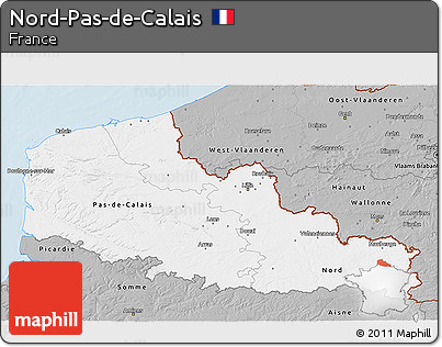 Gray 3D Map of Nord-Pas-de-Calais