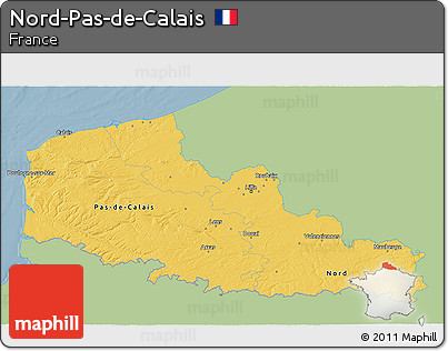 Savanna Style 3D Map of Nord-Pas-de-Calais, single color outside