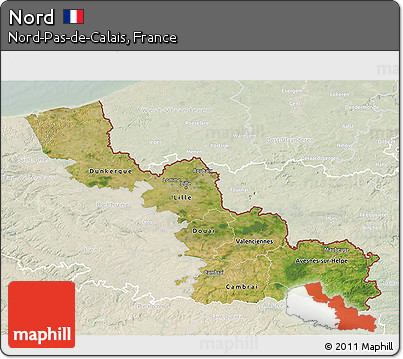 Satellite 3D Map of Nord, lighten