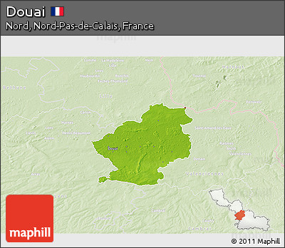 Physical 3D Map of Douai, lighten