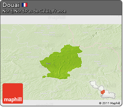 Physical 3D Map of Douai, lighten