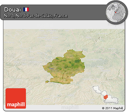Satellite 3D Map of Douai, lighten