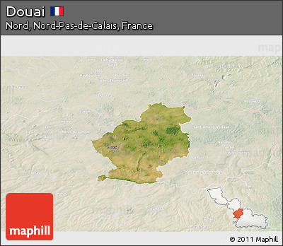 Satellite 3D Map of Douai, lighten