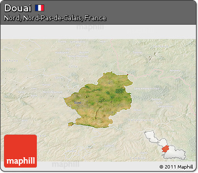 Satellite 3D Map of Douai, lighten