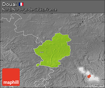 Physical Map of Douai, desaturated