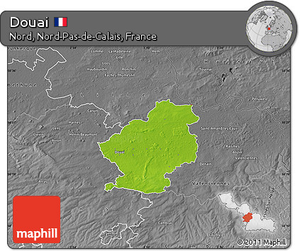 Physical Map of Douai, desaturated