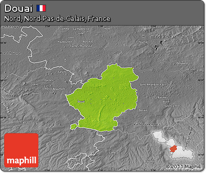 Physical Map of Douai, desaturated