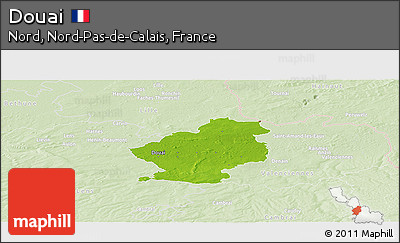 Physical Panoramic Map of Douai, lighten