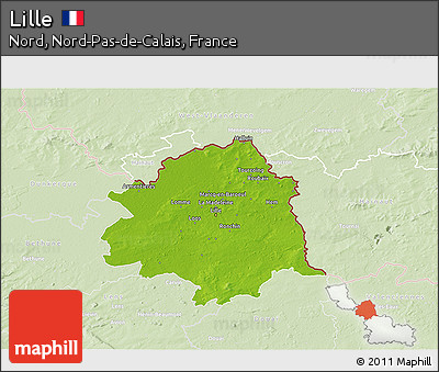 Physical 3D Map of Lille, lighten