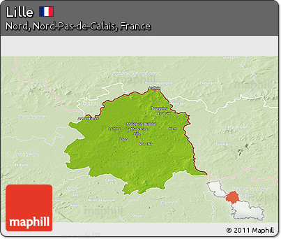 Physical 3D Map of Lille, lighten