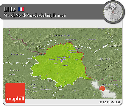 Physical 3D Map of Lille, semi-desaturated