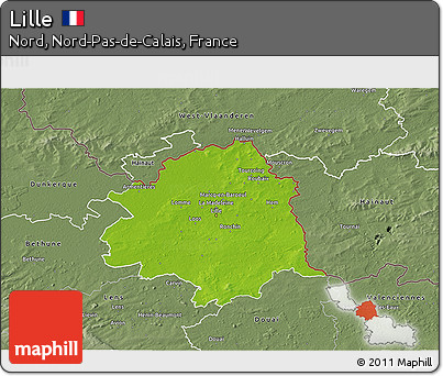 Physical 3D Map of Lille, semi-desaturated