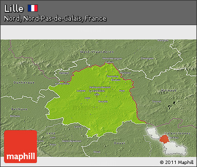 Physical 3D Map of Lille, semi-desaturated