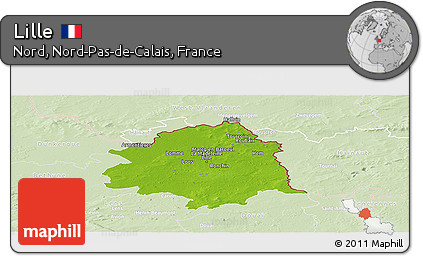 Physical Panoramic Map of Lille, lighten