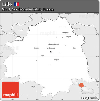 Silver Style Simple Map of Lille