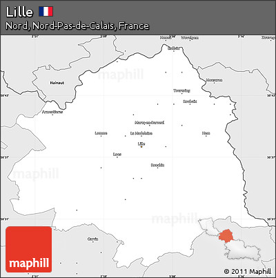 Silver Style Simple Map of Lille