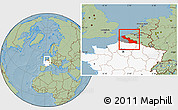 Savanna Style Location Map of Nord, highlighted country, highlighted parent region, hill shading