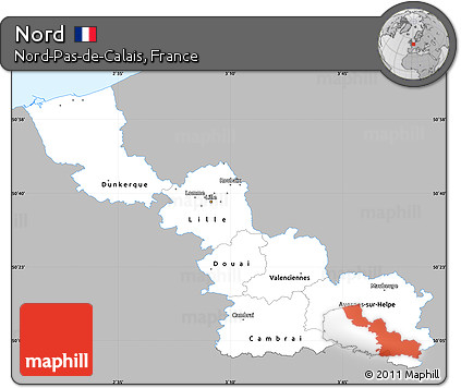 Gray Simple Map of Nord, single color outside
