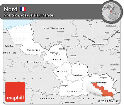 Silver Style Simple Map of Nord