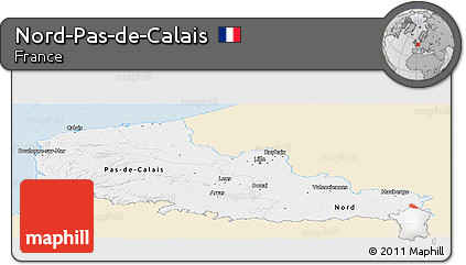 Classic Style Panoramic Map of Nord-Pas-de-Calais, single color outside